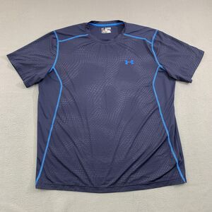 Under Armour Shirt Mens 2XL Blue HeatGear Fitted Athletic Performance Gym Tee